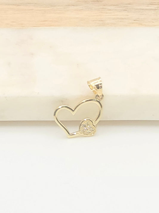 Dije 2 corazones 10k varias Size 15mm Weight 0.76