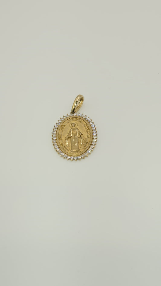 Dije virgen oval piedras 10k Size 2.5 Weight 4