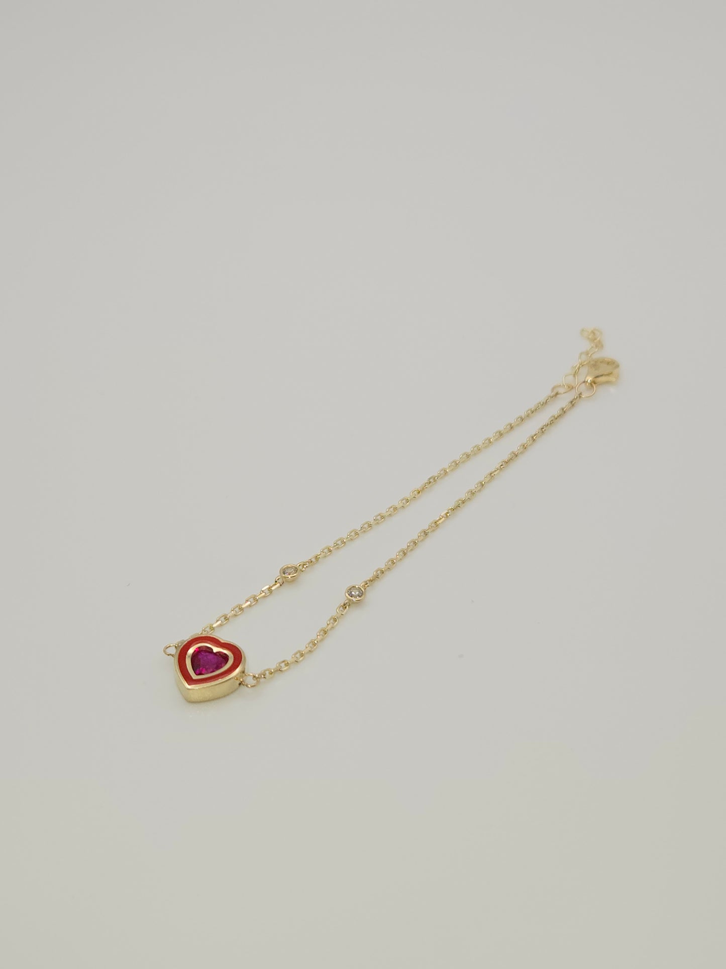 tobillera de cadena corazon rojo 8x1