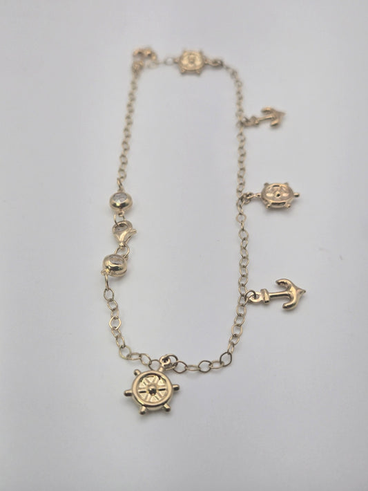 tobillera pancer charms 10k Size 11 Weight 4.32