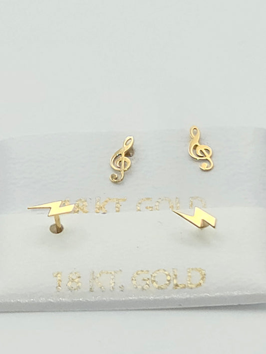 Aretes figuritas 18k no Size s Weight 0.3