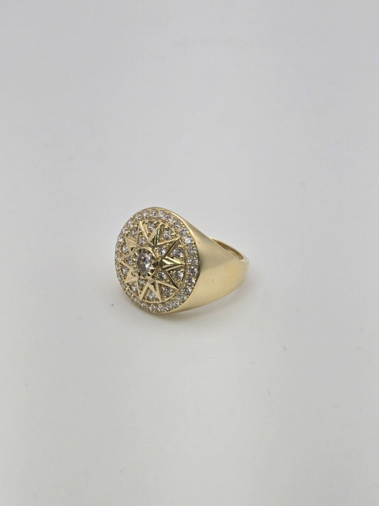 anillo roseta redonda 10k Size 10 Weight 7.49