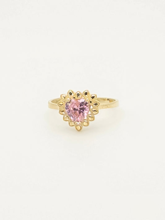 ring corazon piedra rosada