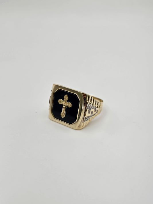 anillo onix cruz 10k Size 10 Weight 8.59