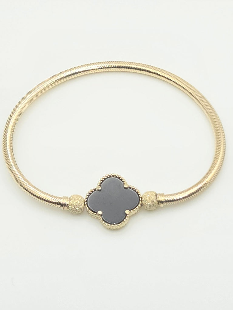 pulsera brazalete elastico trebol negro