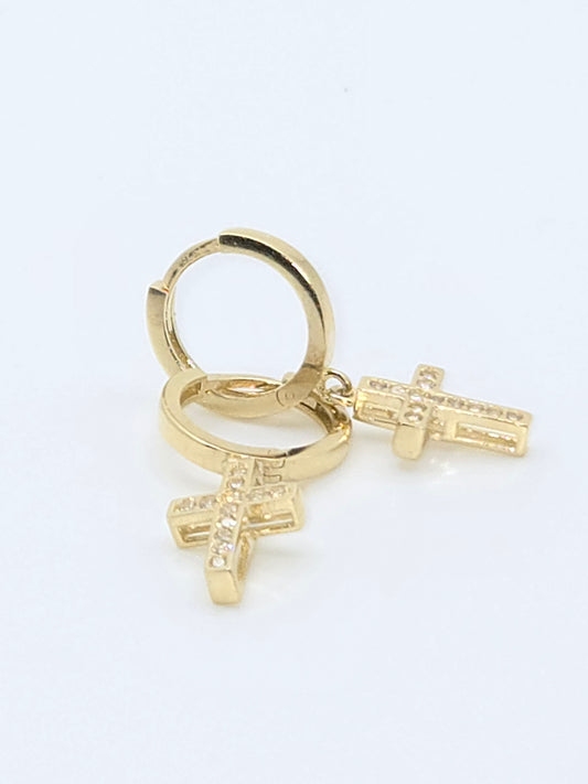 Aretes argolla+cruz 14k varias Size 17mm Weight 2,90