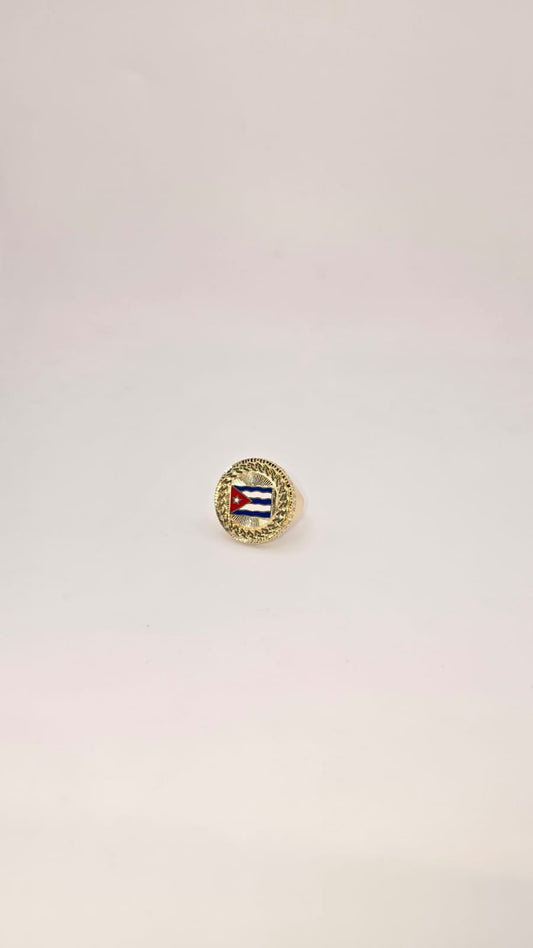 Anillo bandera cuba 10k Size 10.5 Weight 6.86