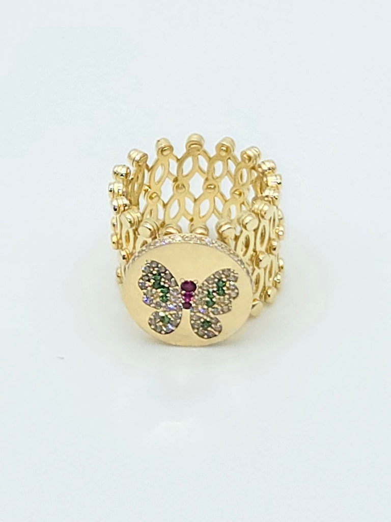 anillo ajustable mariposa con piedras