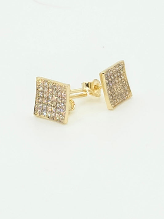 aretes brillantes varias piedras blancas 8x8 14k